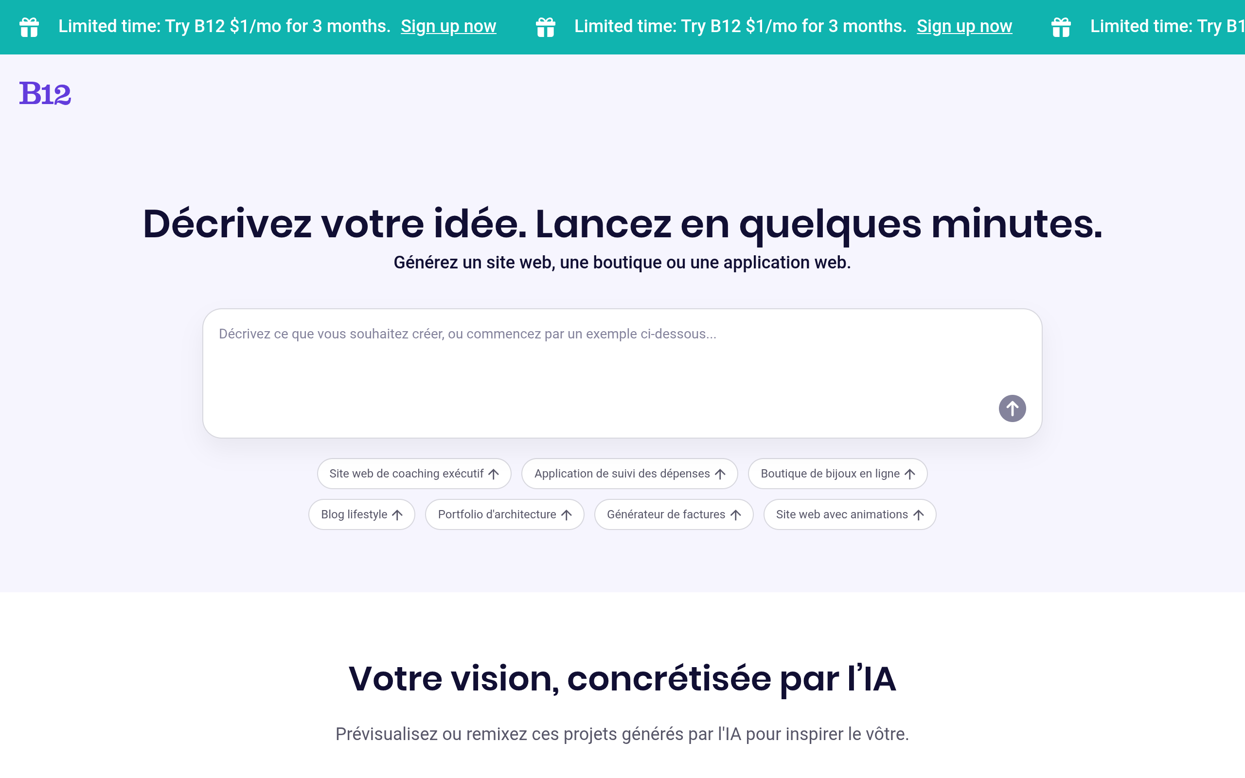 Aperçu de B12 Concepteur de Site Web
