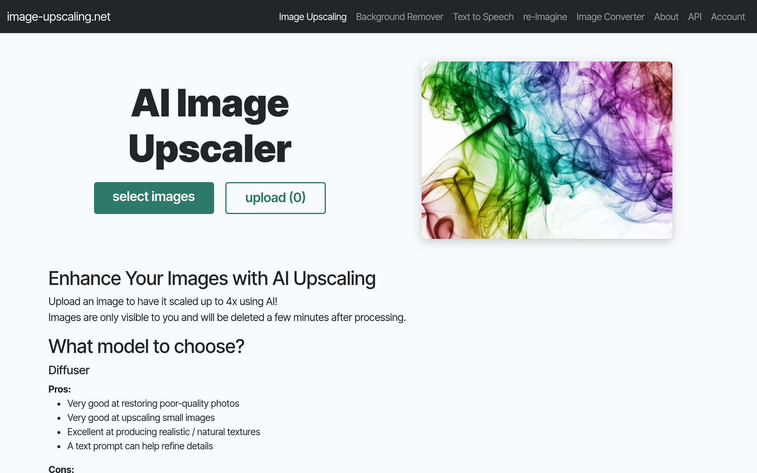 Aperçu de ImageUpscaling.net