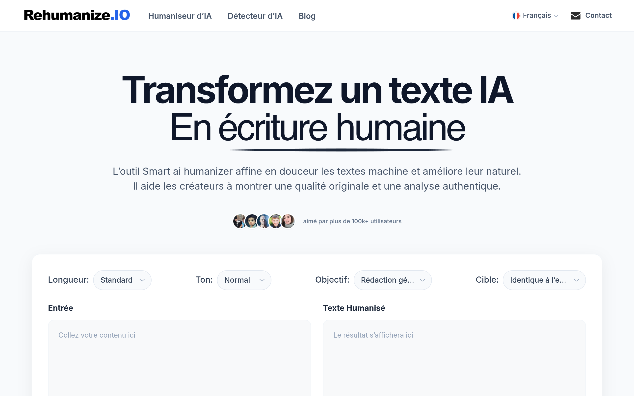 Aperçu de Rehumanize.io